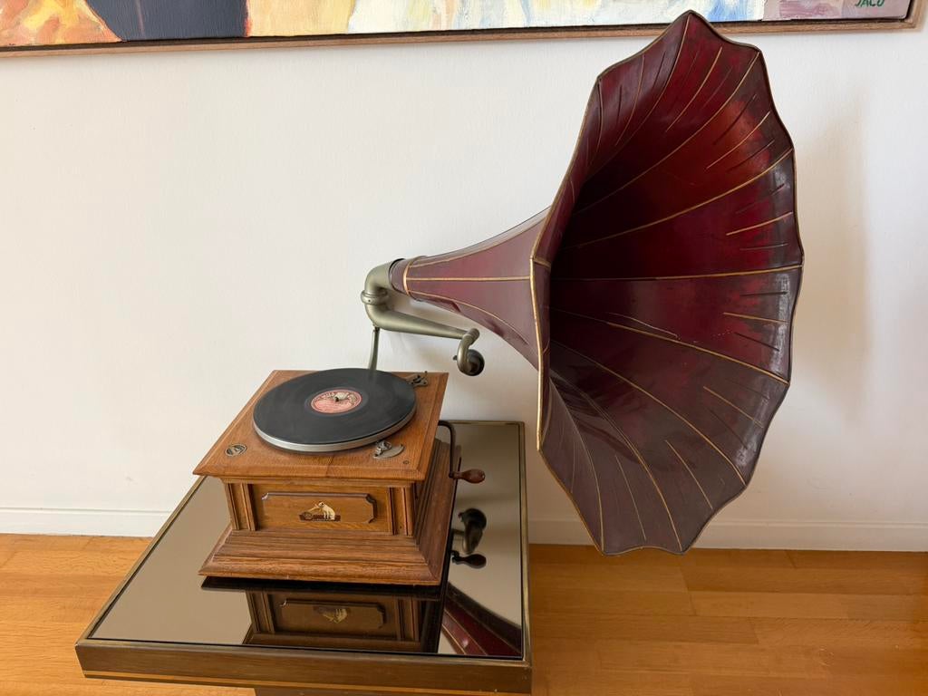 Authentieke vintage platenspeler (hoorngrammofoon), Enlèvement
