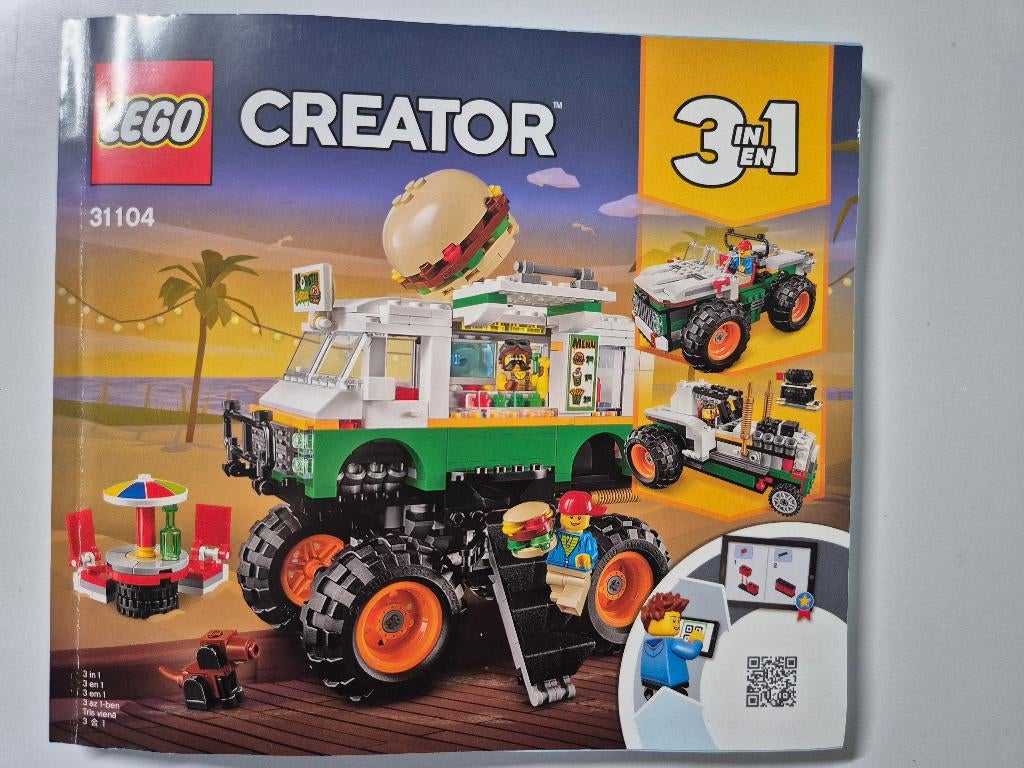 LEGO Creator 3in1 Hamburger Monstertruck (31104), Ophalen, Lego, Zo goed als nieuw, Compleet