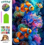 nr 89 Diamond Painting Clown Vissen 50x40cm (rond), Hobby en Vrije tijd, Verzenden, Nieuw, Knutselwerk