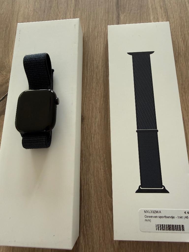 Apple watch series 10 46mm zwart, Handtassen en Accessoires, Smartwatches, Zo goed als nieuw, iOS, Zwart, Ophalen of Verzenden