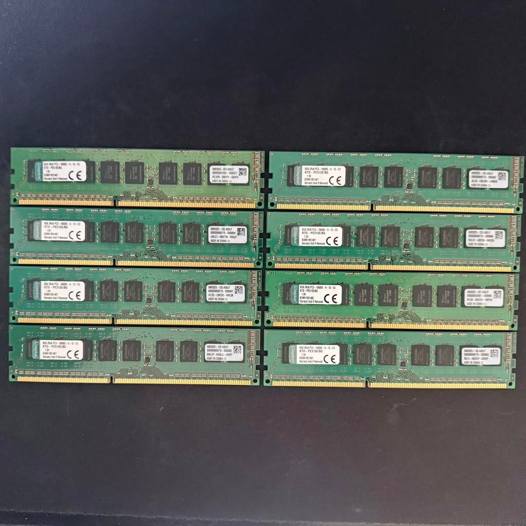 DDR3 ECC 64GB (8x8GB) - Kingston Server RAM, Computers en Software, RAM geheugen, Server, DDR3, Ophalen of Verzenden, Zo goed als nieuw