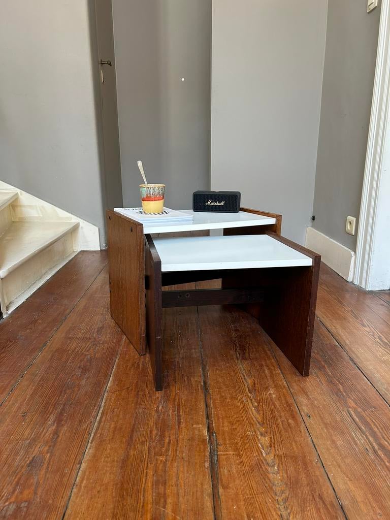 Tables d'appoint vintage de Pastoe, Cees Braakman, 1960, Maison & Meubles, Chambre à coucher | Tables de chevet, Comme neuf, Moins de 55 cm