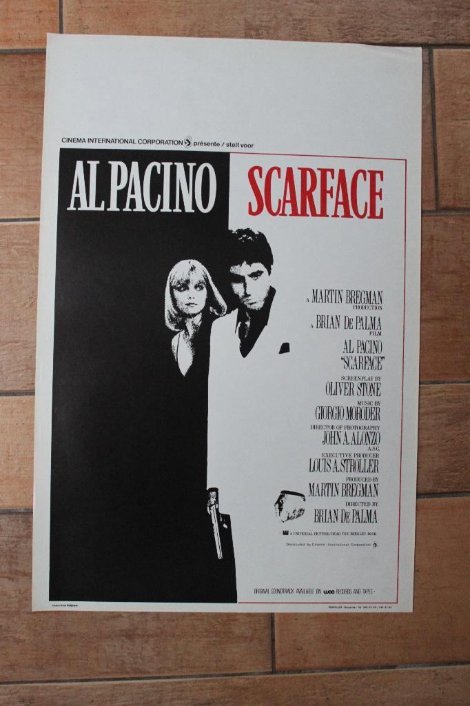 filmaffiche Al Pacino Scarface 1983 filmposter, Verzamelen, Posters, Zo goed als nieuw, Film en Tv, A1 t/m A3, Rechthoekig Staand