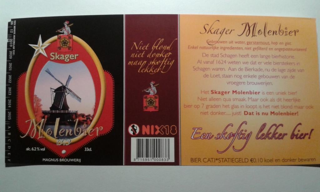Étiquette de bière « Molenbier » (Scheldebrouwerij Belgium), Enlèvement ou Envoi, Neuf