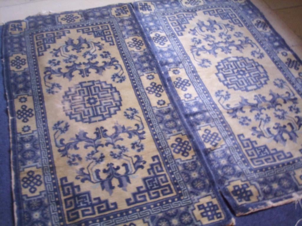 Twee antiek Chinese tapijten - Nice pair China Ningxia Rugs, Antiek en Kunst, Antiek | Tapijten, Tafelkleden en Textiel, Verzenden