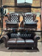 Prachtige lederen chesterfield bankstel, Maison & Meubles, Enlèvement, Comme neuf