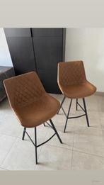 Barkruk vintage cognac metalen poten, Avec repose-pieds, 2 tabourets, Comme neuf, Enlèvement