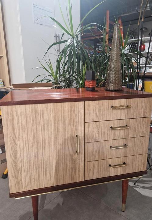 Highboard 4 lades  kast blond fineer hout dressoir commode, Huis en Inrichting, Kasten | Dressoirs, Gebruikt, 50 tot 100 cm, 25 tot 50 cm