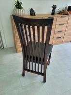 8 teak stoelen donker hout met leder, Huis en Inrichting, Ophalen, Zo goed als nieuw, Hout