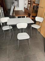 Table cuisine formica blanc + 3 chaises, Antiquités & Art, Antiquités | Meubles | Tables