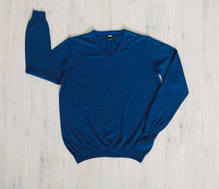 Zachte marineblauwe 100% cashmere herentrui - maat L, Kleding | Heren, Truien en Vesten, Maat 52/54 (L), Ophalen of Verzenden