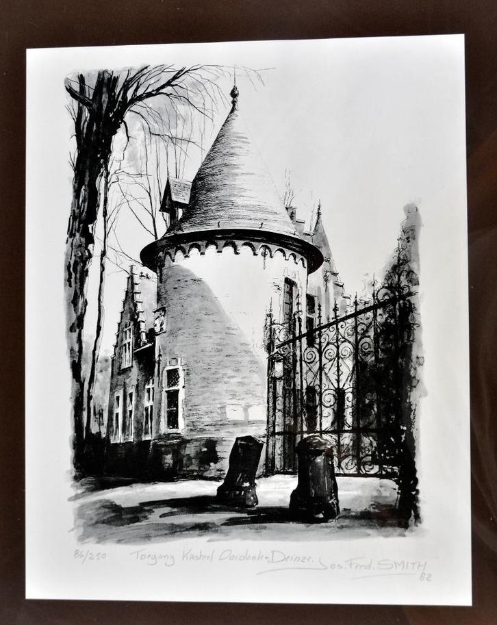 Prent Ooidonk - JF Smith, Antiek en Kunst, Kunst | Litho's en Zeefdrukken, Ophalen of Verzenden