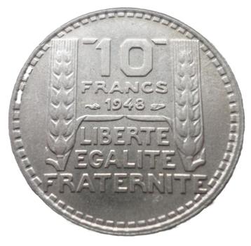 FRANCE. 10 francs Turin , petite tête -année 1948