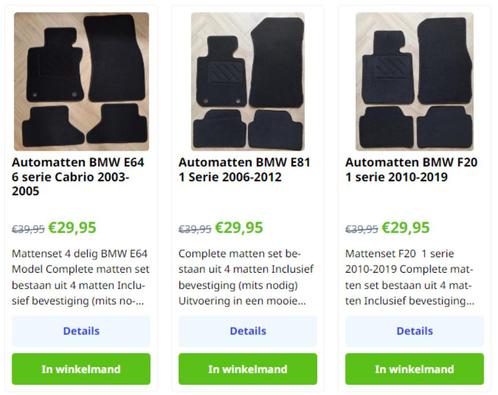 BMW automatten op maat VELE Modellen zie foto's Actie 29.95€, Auto-onderdelen, Interieur en Bekleding, Audi, BMW, Ford, Mini, Opel