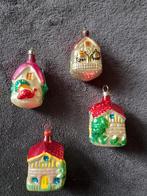 4 oude kersthuisjes, kerstballen, Diversen, Kerst, Ophalen of Verzenden, Gebruikt