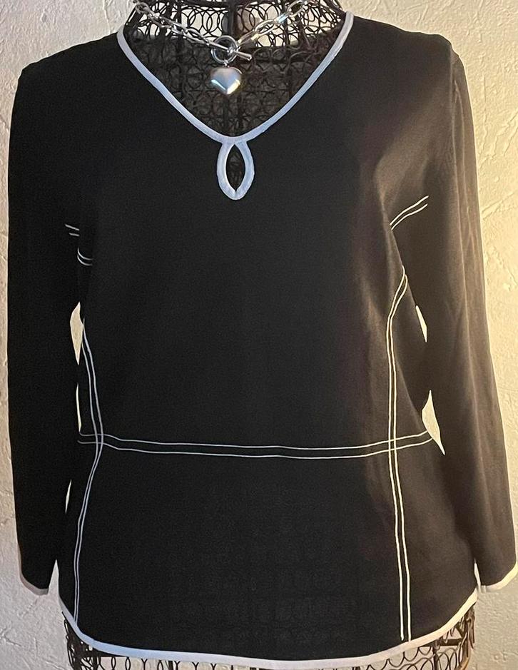 Mayerline S fijn zwart truitje met details, Kleding | Dames, Truien en Vesten, Zo goed als nieuw, Maat 36 (S), Zwart, Ophalen of Verzenden