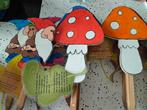 8 kabouters en 6 paddenstoelen in hout/kleuter/leerkracht, Kinderen en Baby's, Ophalen of Verzenden, Zo goed als nieuw