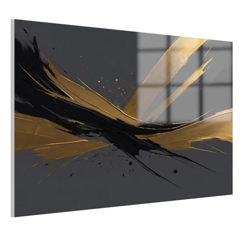 Minimalisme noir et doré sur fond gris Peinture sur verre, Maison & Meubles, Accessoires pour la Maison | Décorations murale, Neuf