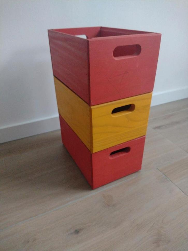 Houten stapelbare opbergbakjes, Huis en Inrichting, Kasten | Ladekasten, Gebruikt, Minder dan 100 cm, Minder dan 50 cm, 25 tot 50 cm