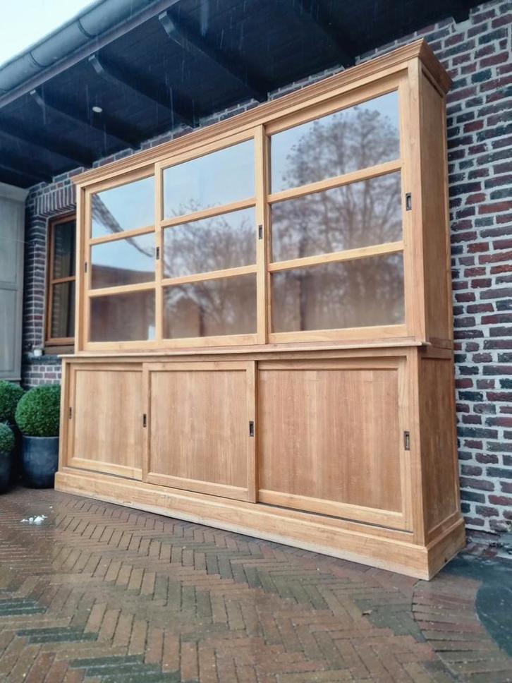 Teak vitrinekast/buffetkast GRATIS LEVERING, Huis en Inrichting, Kasten | Vitrinekasten, Zo goed als nieuw, 200 cm of meer, 200 cm of meer