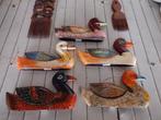 5 handgemaakte en handbeschilderde houten eendjes, Ophalen of Verzenden, Zo goed als nieuw
