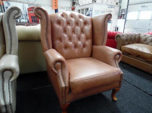 Chesterfield Fauteuil King Bruin Leer, Antiek en Kunst, Antiek | Meubels | Stoelen en Sofa's, Ophalen