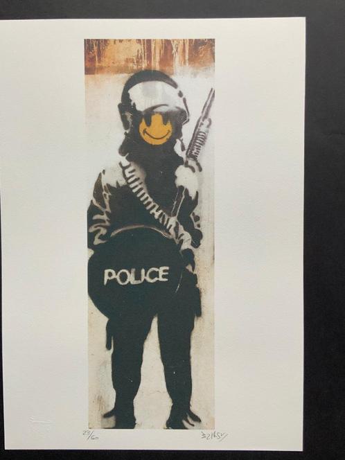 Happy Copper Lithographie numérotée Banksy 35 X 50 cm, Antiquités & Art, Art | Lithographies & Sérigraphies, Enlèvement ou Envoi