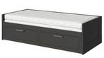 Logeerbed Brimnes Ikea, Huis en Inrichting, Slaapkamer | Bedden, Ophalen, Zwart, Tweepersoons, Zo goed als nieuw