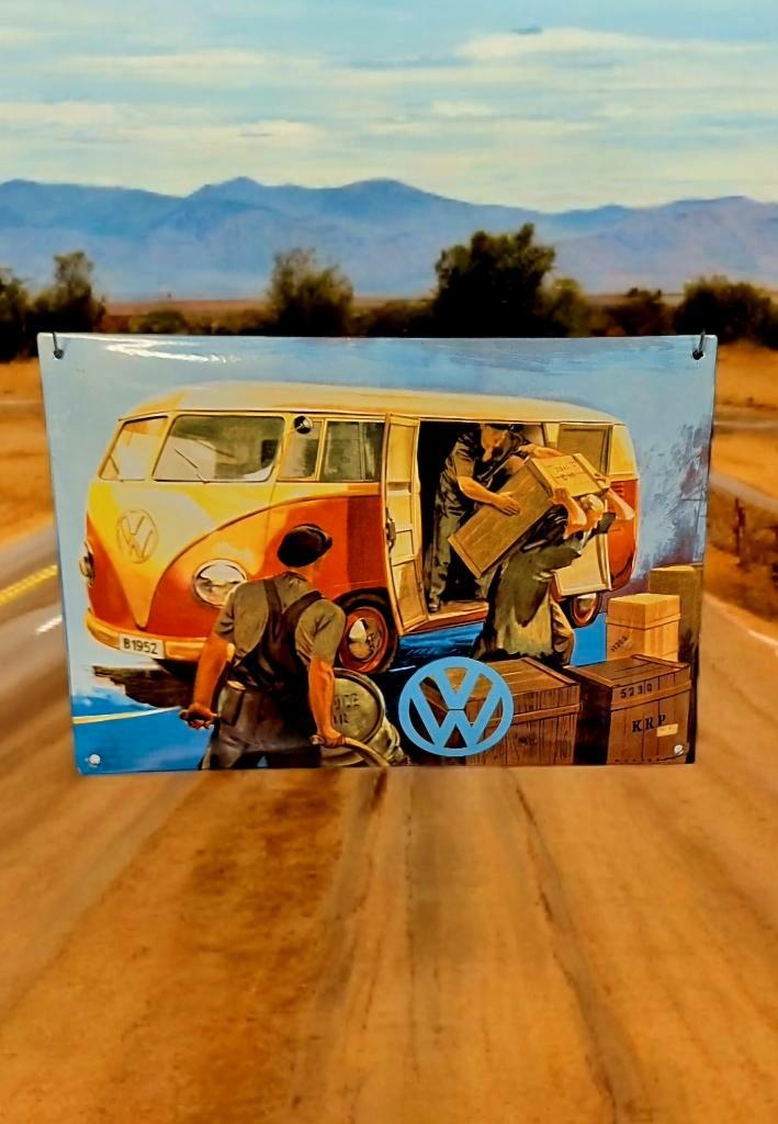 Volkswagen T1 emaille bord - 60 Jaar VW Transporter., Verzamelen, Merken en Reclamevoorwerpen, Nieuw, Reclamebord, Ophalen of Verzenden