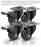 4 roues pivotantes robustes avec 2 freins et vis, Enlèvement, Neuf