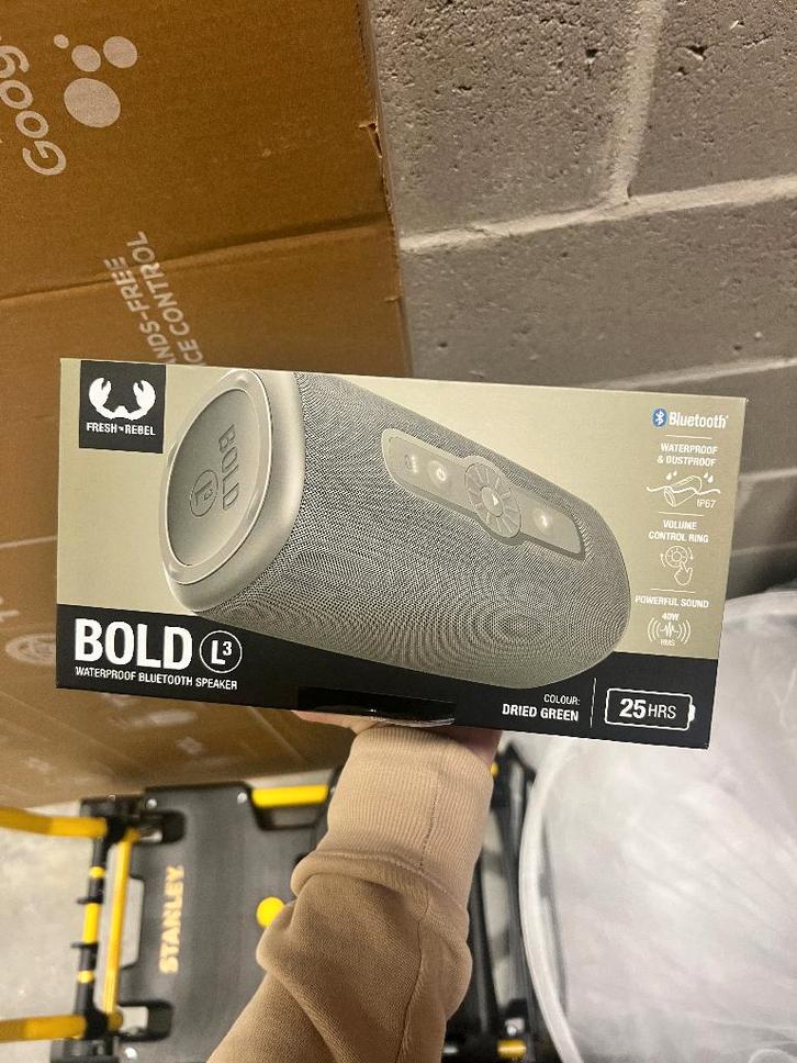 Fresh 'n Rebel Bold L3 Green - Waterdichte Speaker - NIEUW, Audio, Tv en Foto, Luidsprekerboxen, Nieuw, Front, Rear of Stereo speakers