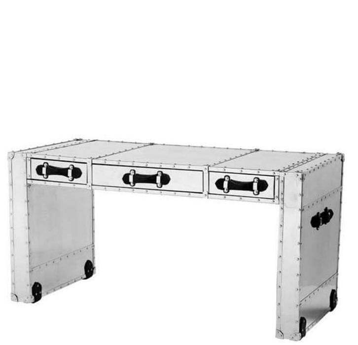 Bureau Eichholtz Catalina Aviator en aluminium et cuir, Maison & Meubles, Bureaux, Utilisé, Enlèvement