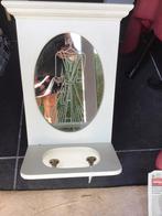 Brocante spiegel met kapstok, Antiek en Kunst, Ophalen of Verzenden