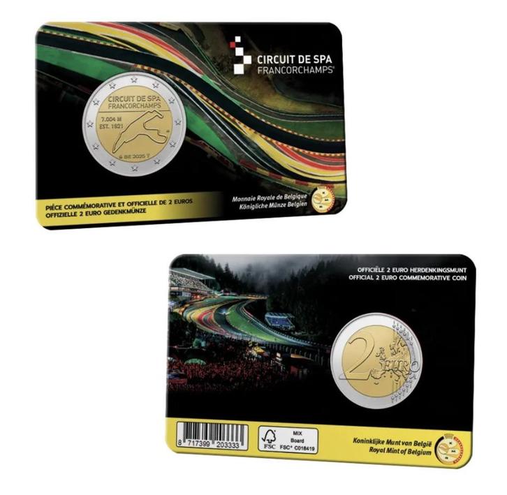 2 euro Belgie 2025 - Spa-Francorchamps (BU in FR coincard), Postzegels en Munten, Munten | Europa | Euromunten, Setje, 2 euro