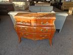 MARQUETERIE COMMODE MET MARMEREN BLAD AFM 120L X 88H X 50D, Antiek en Kunst, Ophalen
