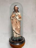 Heilig hart jesus onder antieke glazen stolp 50cm, Antiek en Kunst, Antiek | Religieuze voorwerpen, Ophalen