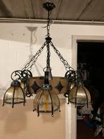 Luster met glazen kapjes, Huis en Inrichting, Lampen | Kroonluchters, Ophalen, Zo goed als nieuw