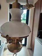 Koperen luster met melkglas, Ophalen of Verzenden