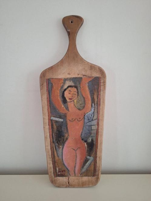 Kariatide Art on Wood Recycling Vintage Old Breadboard, Antiek en Kunst, Kunst | Schilderijen | Klassiek, Ophalen of Verzenden