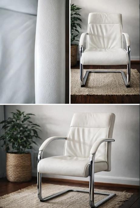 Chaises Cantilever, Maison & Meubles, Chaises, Utilisé, Deux, Synthétique, Métal, Blanc, Enlèvement