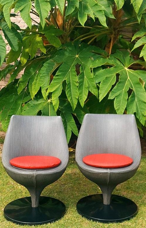 Polaris duostoelen van Pierre Guariche vintage, Huis en Inrichting, Stoelen, Gebruikt, Eén, Grijs, Ophalen