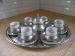 Koffieset van porselein en tin (95%) + dienblad., Antiek en Kunst, Ophalen of Verzenden