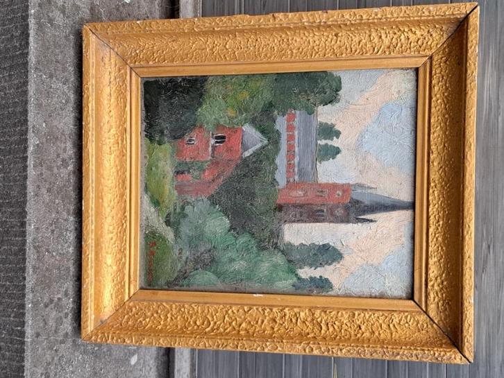 Huile sur panneau signe s hautaum, Antiek en Kunst, Kunst | Schilderijen | Klassiek, Ophalen of Verzenden