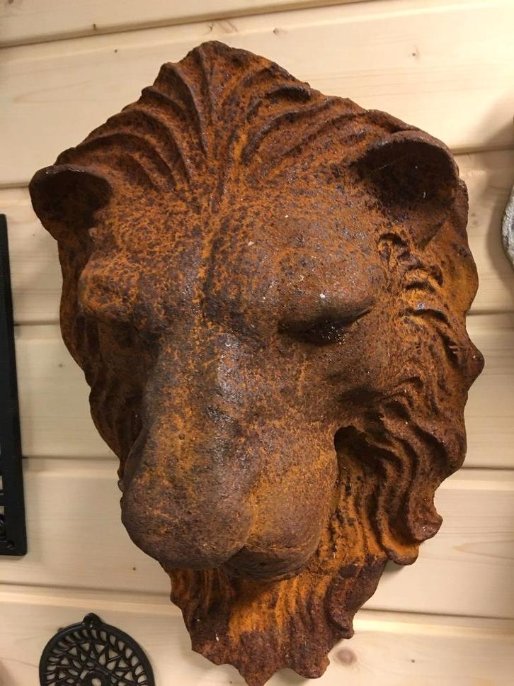 Muur fontein, water uitloop -forse leeuwenkop, gietijzer., Tuin en Terras, Waterpartijen en Fonteinen, Fontein, Gietijzer, Ophalen of Verzenden