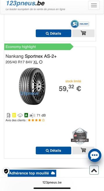 Pneus 205/40/17 beschikbaar voor biedingen