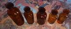 5 bocaux flacons pharmaceutiques verre ambré vintage 1950, Enlèvement ou Envoi