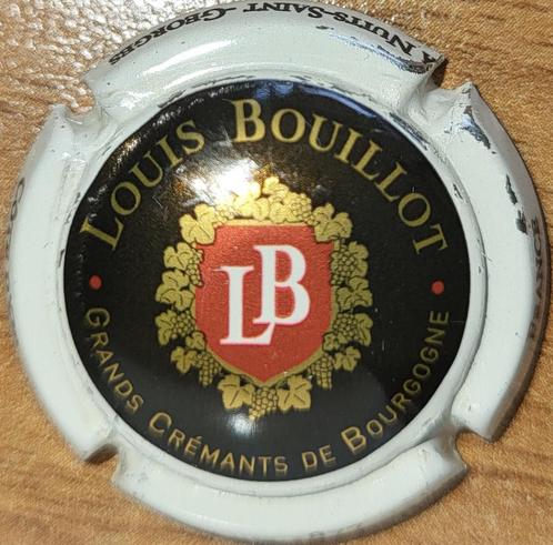 Bourgogne Crémant capsule LOUIS BOUILLOT zwart & wit, Verzamelen, Wijnen, Gebruikt, Witte wijn, Frankrijk, Ophalen of Verzenden