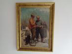 Tableau: Personnages. Signé: "Emile BULCKE" Vintage, Antiek en Kunst, Ophalen