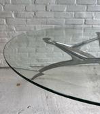 Design salon geslepen glazen tafelblad/ gracieus onderstel, Glas, Gebruikt, Ophalen