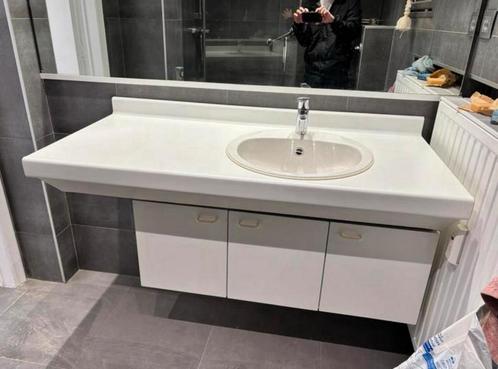 Meuble de salle de bain + lavabo et robinet, Huis en Inrichting, Badkamer | Badkamermeubels, Gebruikt, Wastafelkast, Minder dan 100 cm
